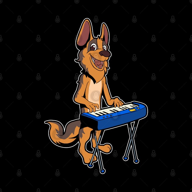 Cartoon german shepherd playing keyboard by Modern Medieval Design