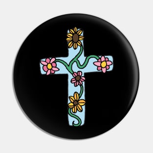 Floral cross stickers - hand drawn style Pin