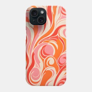 Swirl 70s Orange Pink Wavy Boho Phone Case