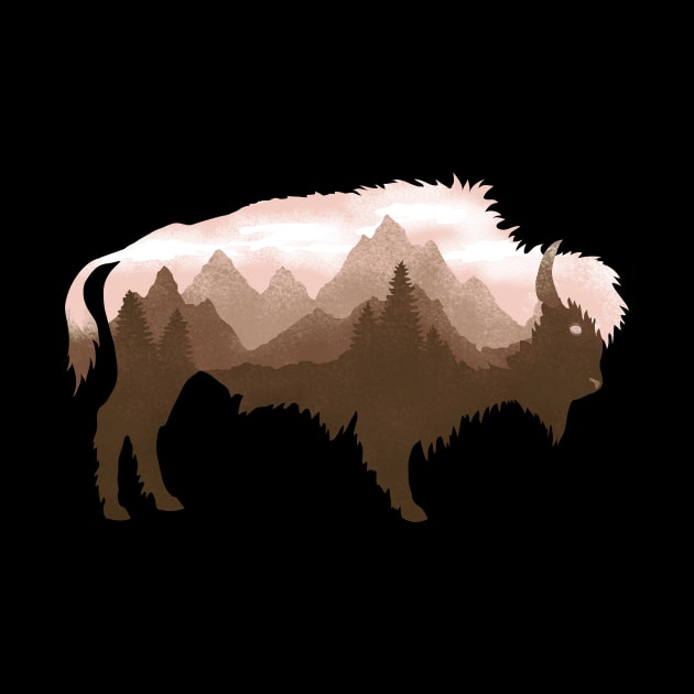 Dramabite Bison Buffalo Double Exposure Surreal Wildlife Native Animal by dramabite