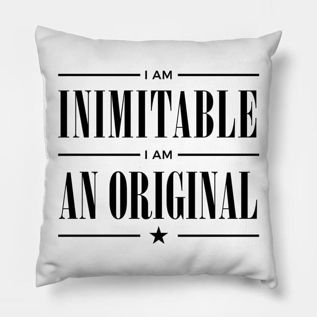 Inimitable, An Original (Black) Pillow by Caloy