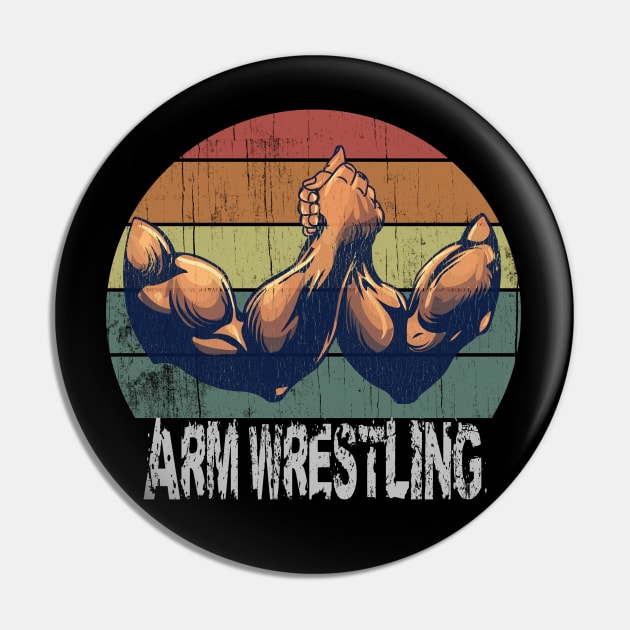 Retro Arm Wrestling Bodybuilding Gym Sports Power Gift Pin by Urban7even