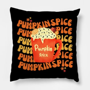 Retro Vintage  Pumpkin Spice Latte Lovers  Funny Pumpkin Fall Pillow