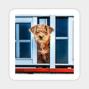 Dog on a balcony Magnet