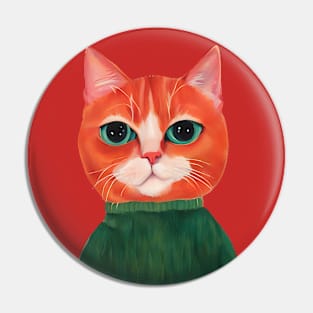 Funny Orange Cat Digital Artwork Pin