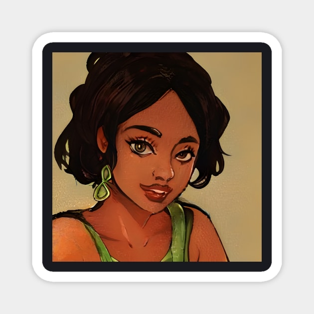 BLACk ANIME GiRL Magnet by animegirlnft