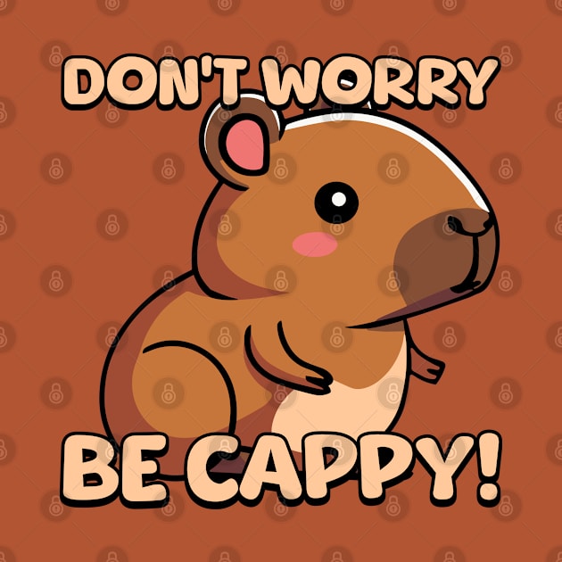 Don't Worry, Be Cappy! Cute Capybara Cartoon by Cute And Punny