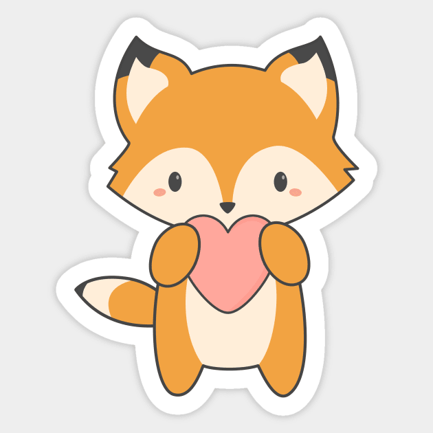Kawaii Cute Red Fox T-Shirt - Cute Fox - Sticker