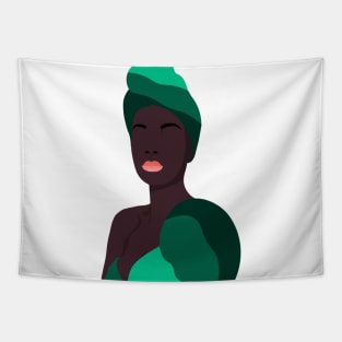 Black art dark skin woman miss universe Tapestry