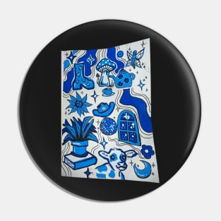 Blue doodles Pin