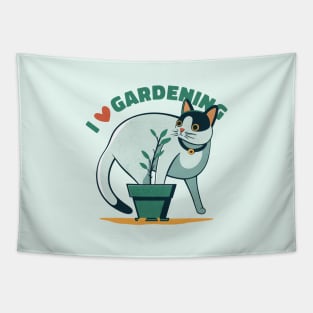 Cat in plants, I love gardening Tapestry