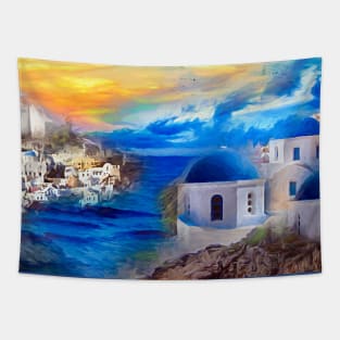 Santorini Dreamscape Tapestry