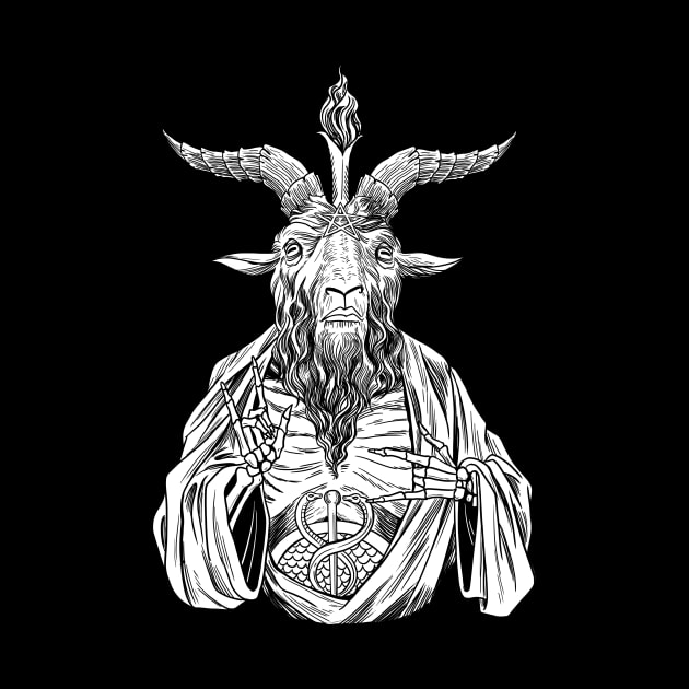 Jesus Pagan Baphomet Heathen Lucifer sign of horns by Juandamurai