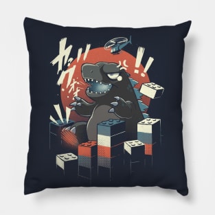 Funny Giant Monster - Godzilla Japanese Kaiju - Lego Building Pillow