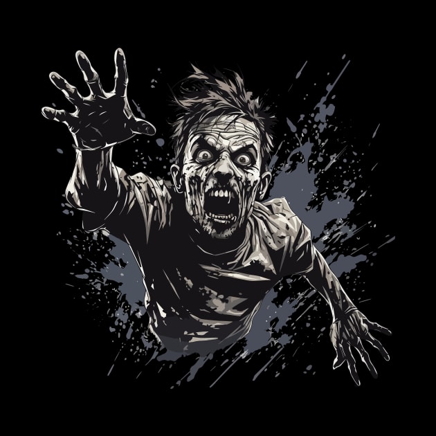 Nightmare Grasp: Terrifying Zombie Hand T-Shirt Design by BusyMonkeyDesign