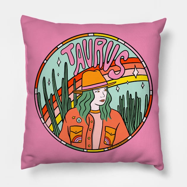 Taurus Cowgirl Pillow by Doodle by Meg