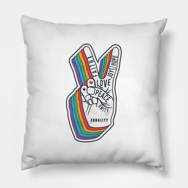 Social Equality: Love-Peace-Hope-Equality Pillow by POD Anytime