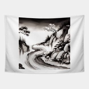 an oriental landscape painting Tapestry