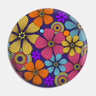 70s Retro Flower power Design Pin