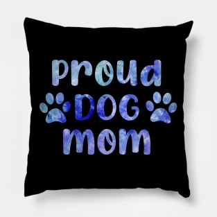 proud dog mom watercolor blue Pillow