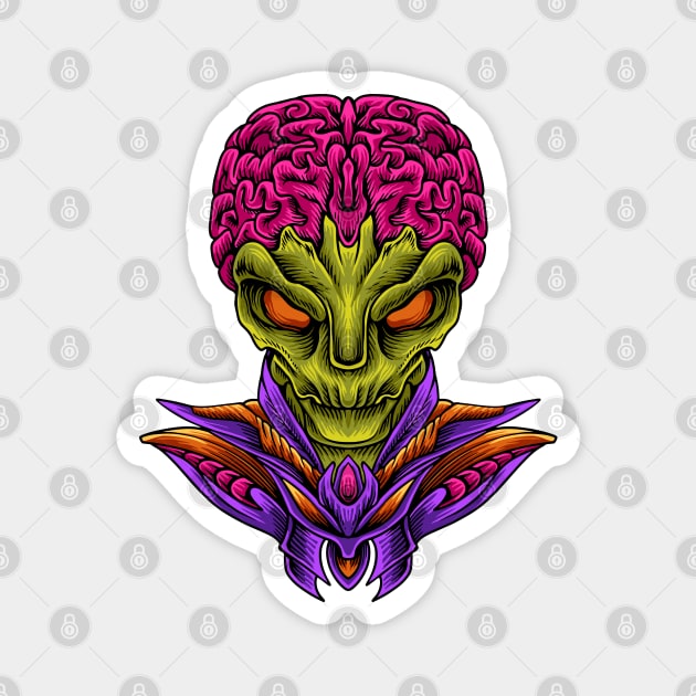 evil alien king illustration Magnet by Mako Design 