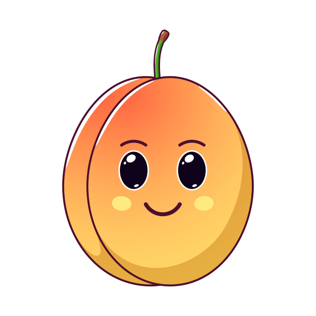 Cute Kawaii Apricot, Cartoon Ripe Fruit by DmitryMayer