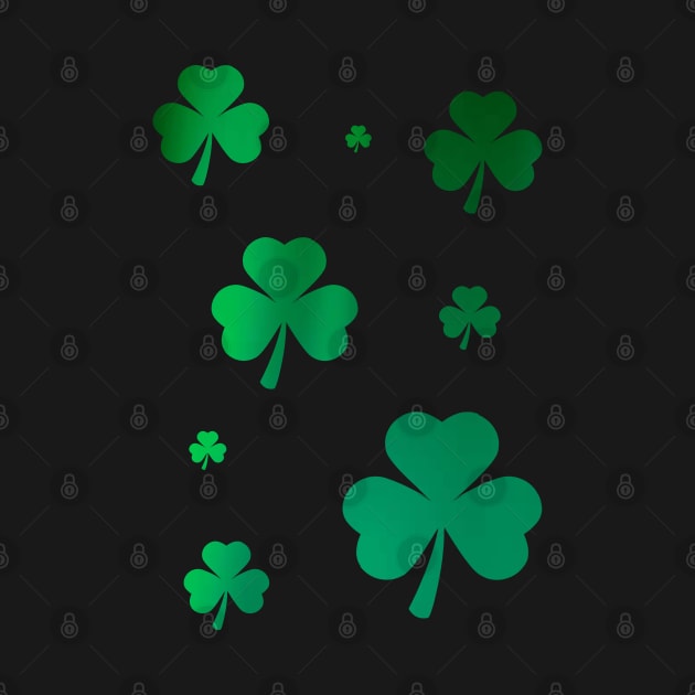 St Patricks Day, Metallic Green 3 Leaf Clovers by Felicity-K