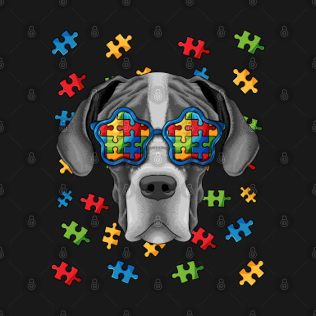 Discover Autism Awareness Great Dane Puzzle Sunglasses Autistic Kids - Autism Great Dane - T-Shirt