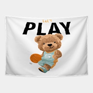 bear playing basketball : Lets play quote Tapestry