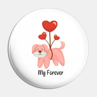 dog hanging with heart  balloon -cute Pin