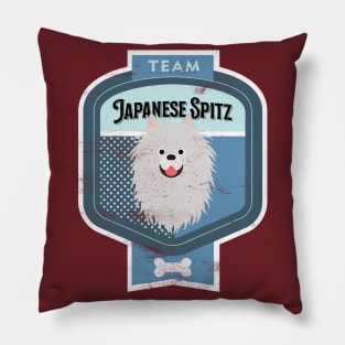 Team Japanese Spitz - Distressed Japanese Spitz Beer Label Pillow