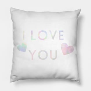 Iridescent I love you with hearts Pillow