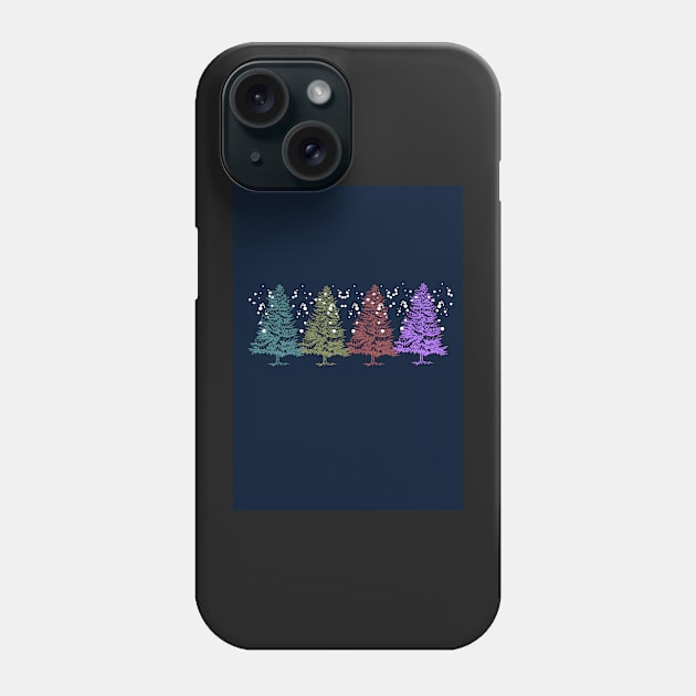 Navy blue christmas spruce tree print Phone Case by LukjanovArt