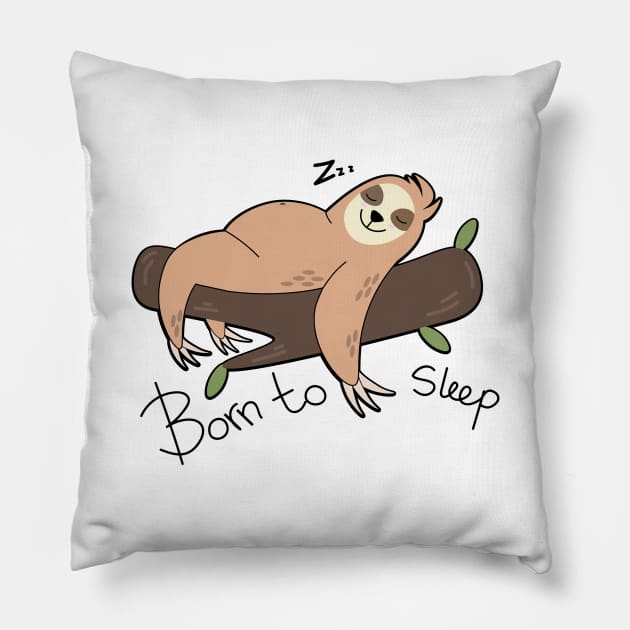 Sloth lazy sleep Pillow by Karroart