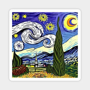 Starry Night Style Magnet