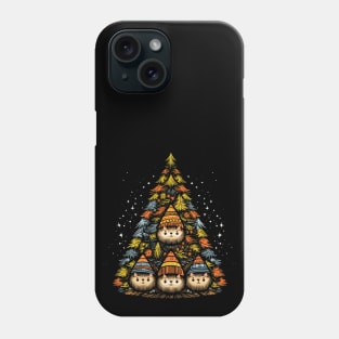 Christmas tree with cats, funny art illustration. Phone Case