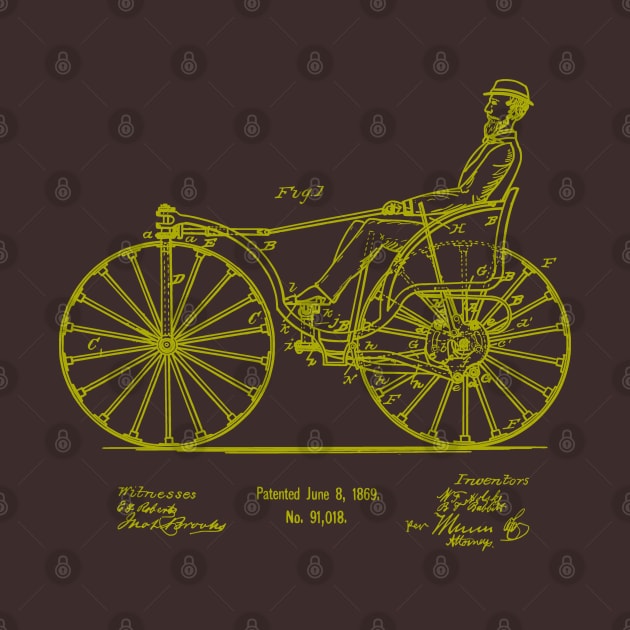 Bicycle Art Gift 1869 Velocipede Patent by MadebyDesign