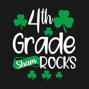 St Patricks Day Shirt For 4th Grade Teacher Shamrock Plaid T-Shirt