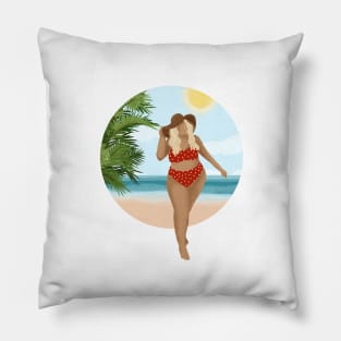 Beach Girl 10, Summertime illustration Pillow