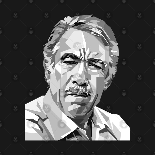 Anthony Quinn Portrait illustration in Grayscale by RJWLTG