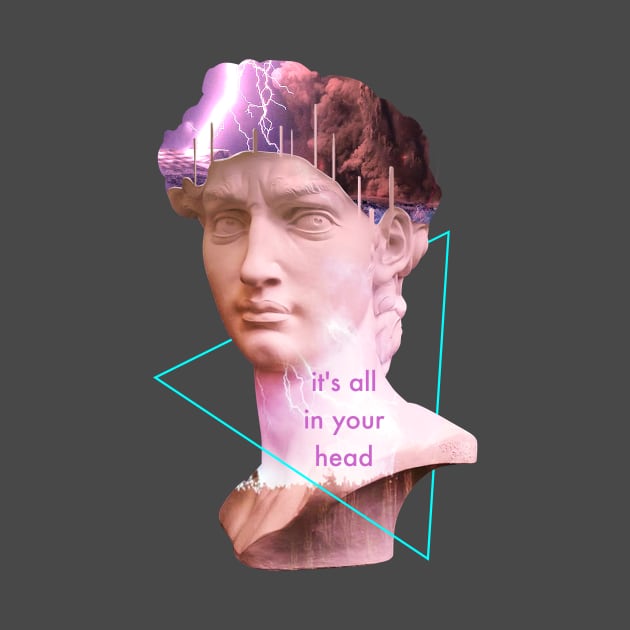 Vaporwave David Statue It's All In Your Head Storm Art by merchmonkey