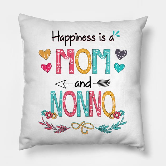 Happiness Is A Mom And Nonno Wildflower Happy Mother's Day Pillow by KIMIKA