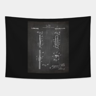 Paper Clip Patent - Teacher Office Secretary Art - Black Chalkboard Tapestry