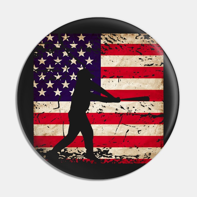 Vintage American Flag Baseball Pin by 4Craig