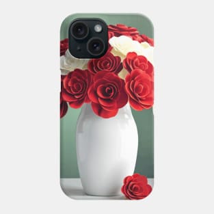 Cute Abstract Rose Flowers in a White Vase Still Life Painting Phone Case