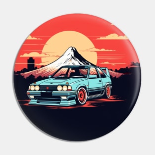 Drift Car and Mount Fuji Pin