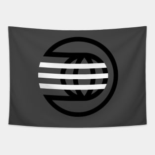 Black and White Spaceship Earth Logo Tapestry