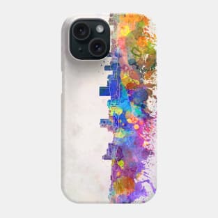 Anchorage skyline in watercolor background Phone Case