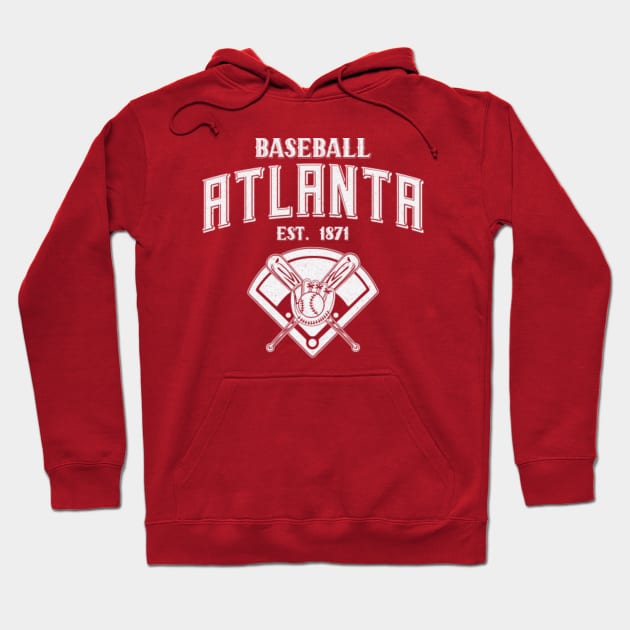 Atlanta Baseball Est. 1871 - Vintage White Text - Braves - Hoodie