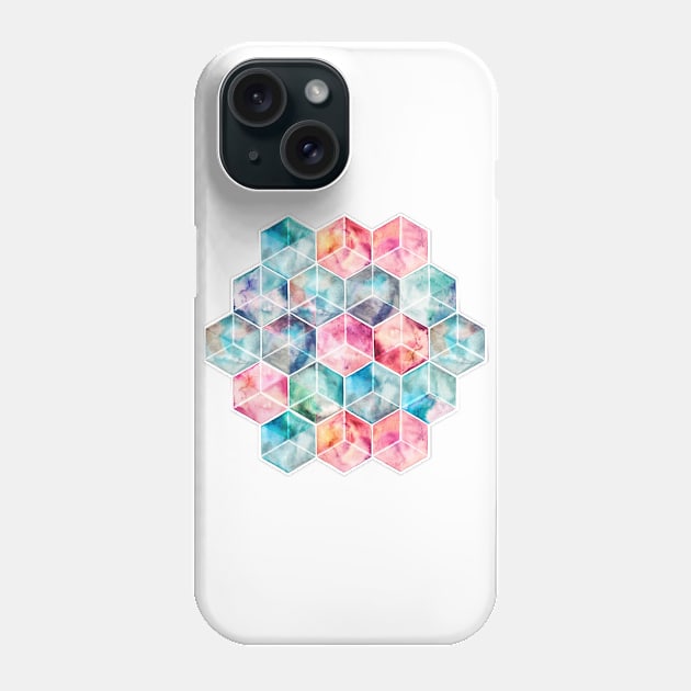 Translucent Watercolor Hexagon Cubes Phone Case by micklyn